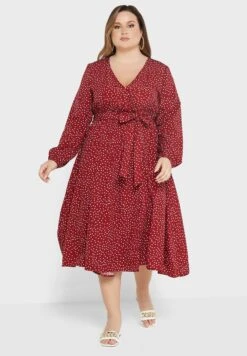 Wrap Waist Detail Puff Sleeve Dress