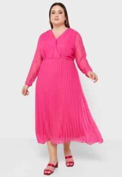 V Neck Pleated Dress