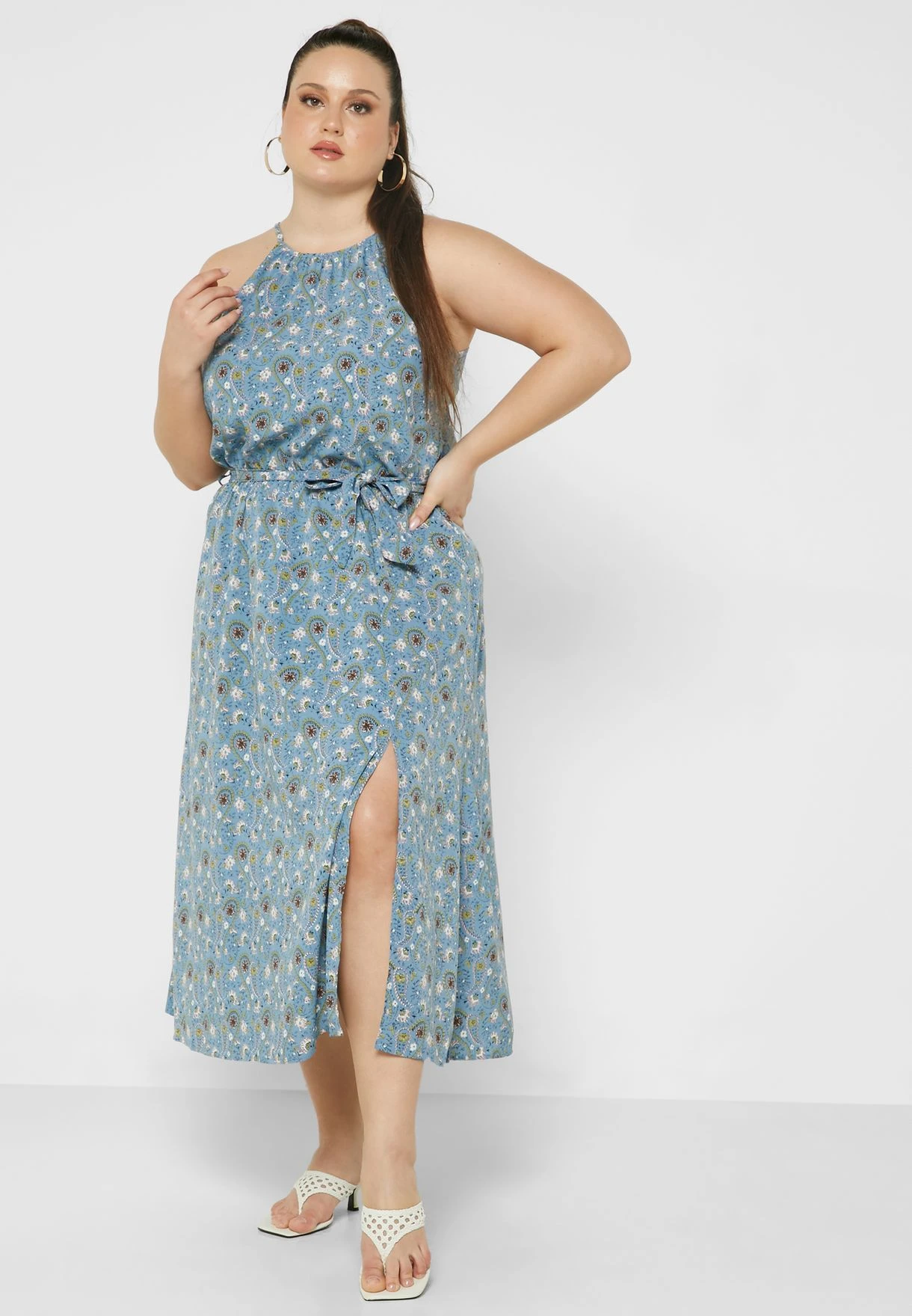 Printed Thigh Slit Dress 1 Printed Thigh Slit Dress