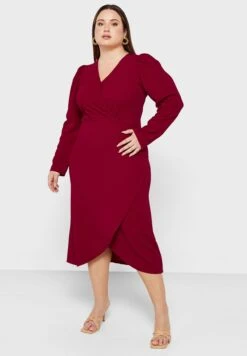 V Neck Puff Sleeve Dress