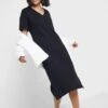 Relaxed V-Neck Midi Dress