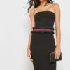 Contrast Waist Ruffle Bandeau Dress