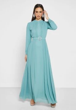 Belted A-Line Chiffon Dress