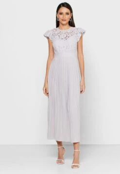 Little Mistress Lace Angel Sleeve Plisse Dress