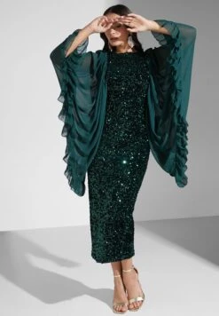 Sequined Mesh Detail Dress