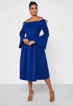 Bardot Flared Sleeve Dress