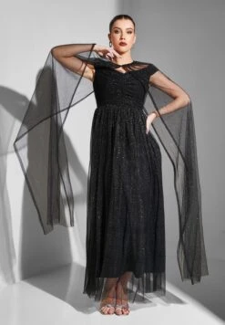 Cape Sleeve Mesh Dress