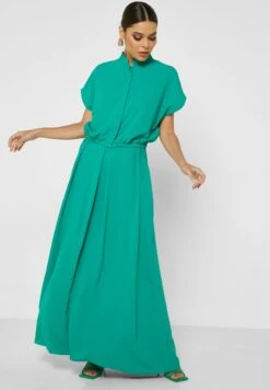 Pleat Detail Cap Sleeve Dress