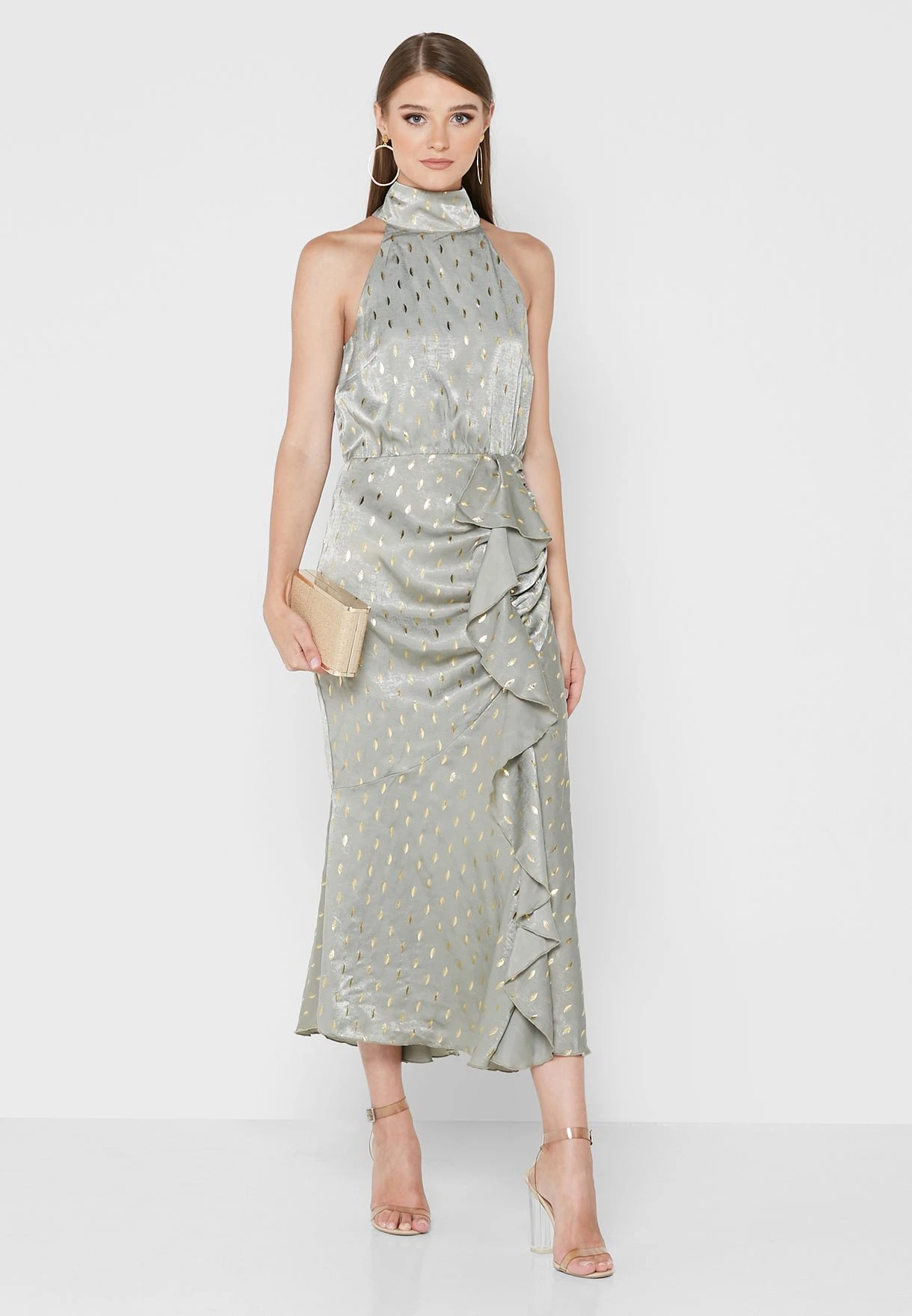 Little Mistress Halter Neck Ruffle Detail Dress 1 Little Mistress Halter Neck Ruffle Detail Dress