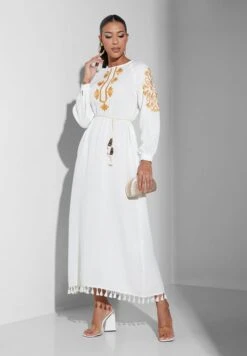 Tassel Hem Embroidered Dress