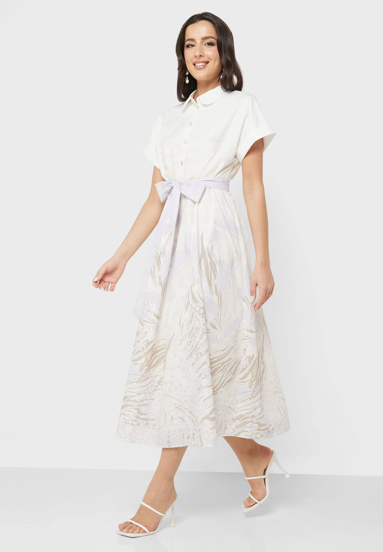 Button Down Belted Tiered Dress 1 Button Down Belted Tiered Dress