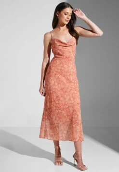 Bardot Mesh Detail Printed Dress