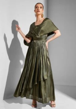 Asymmetric Neck Plisse Dress