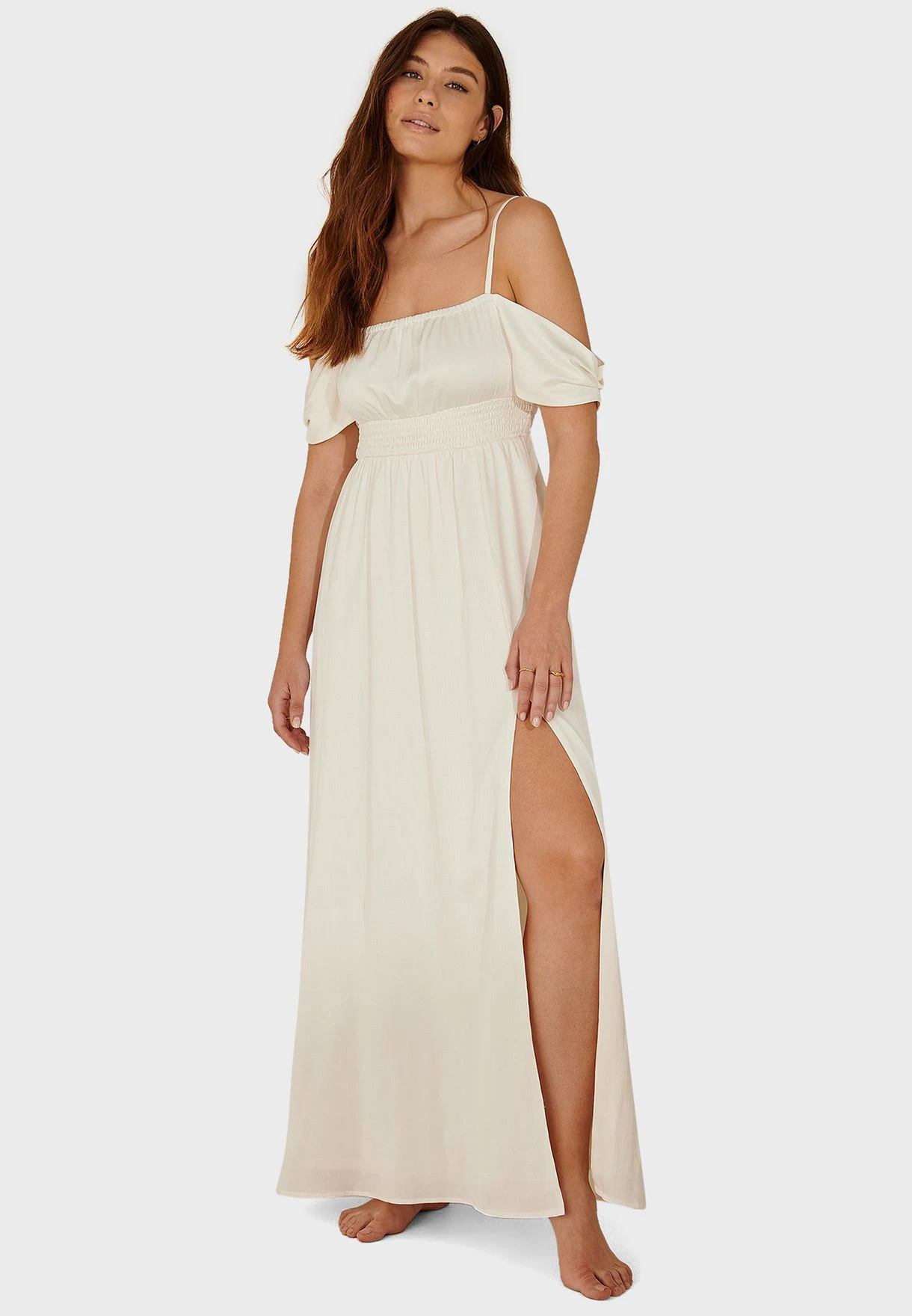 NA-KD Cold Shoulder Front Slit Dress 1 NA-KD Cold Shoulder Front Slit Dress