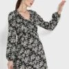 ELLA Printed V Neck Dress