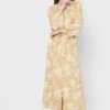 Cuffed Sleeve Floral Dress