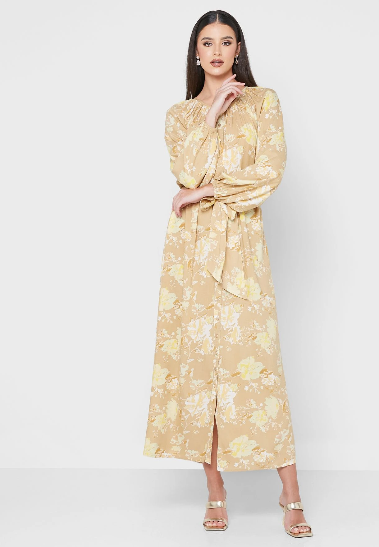 Cuffed Sleeve Floral Dress 1 Cuffed Sleeve Floral Dress