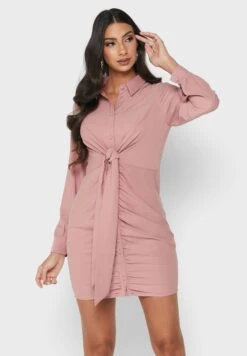 Pleated Button Detail Dress