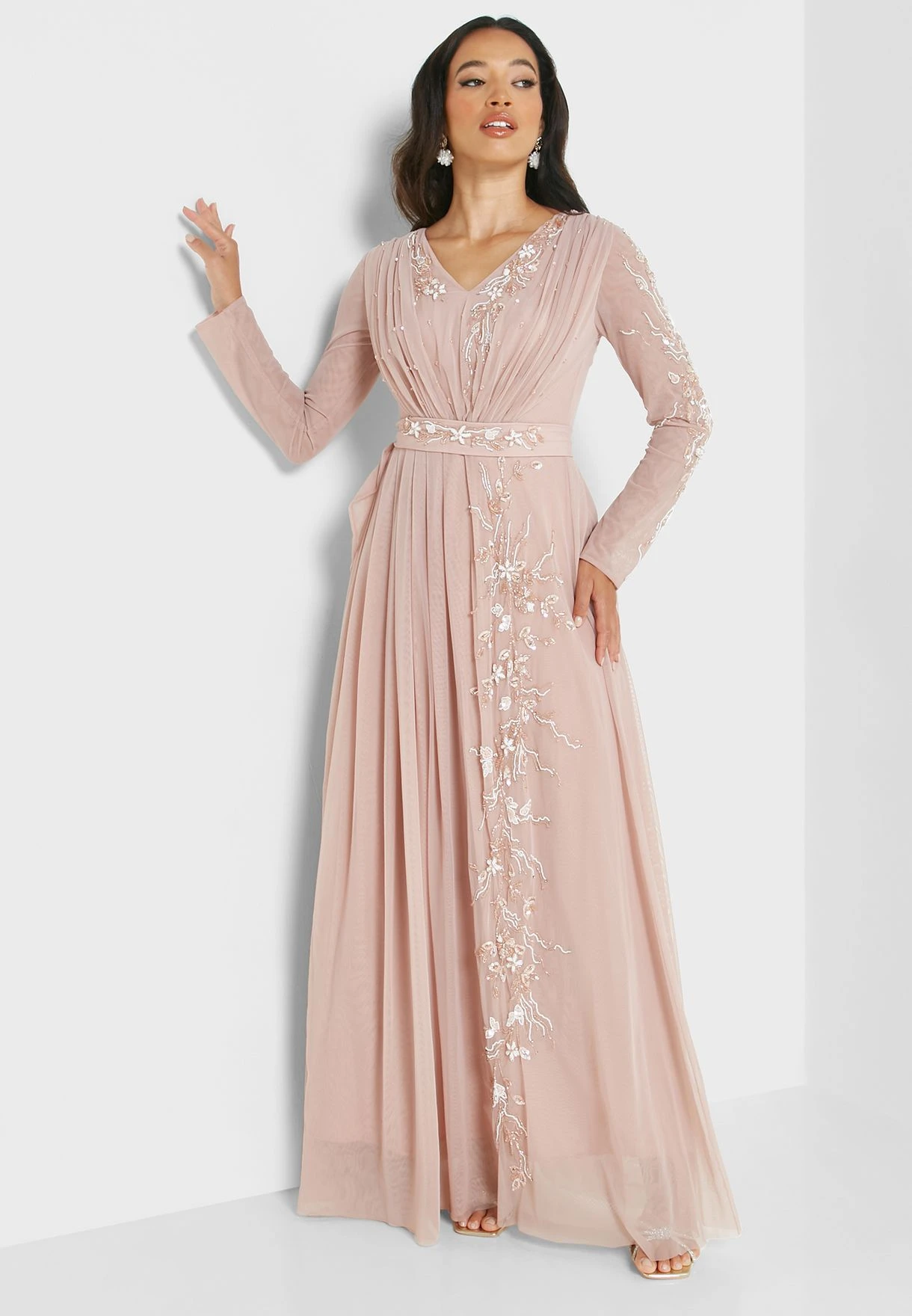 V-Neck Embellished Tiered Dress 1 V-Neck Embellished Tiered Dress