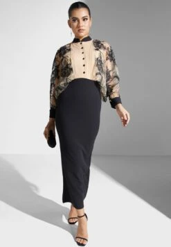 Balloon Sleeve Button Detail Dress