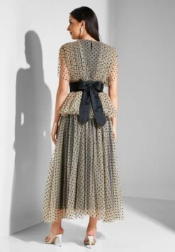 Belted Tiered Mesh Dress