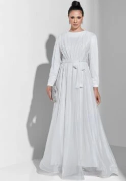 Tulle Shimmer Belted Dress