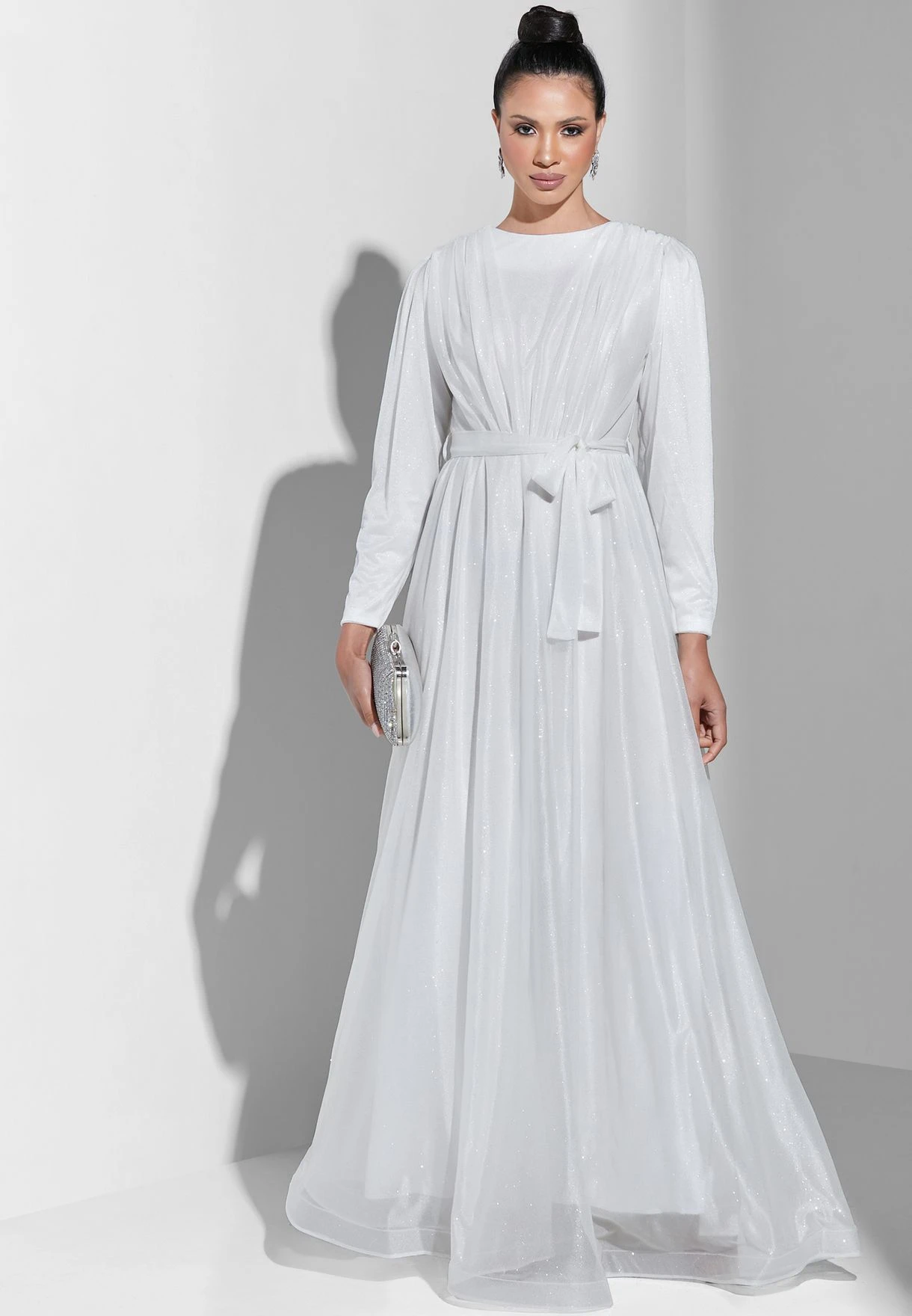 Tulle Shimmer Belted Dress 1 Tulle Shimmer Belted Dress