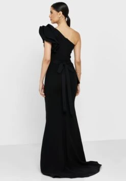 One Shoulder Waterfall Trim Ruffle Sleeve Dress -Silk Bloom Dresses Store 2 zoom desktop 1015