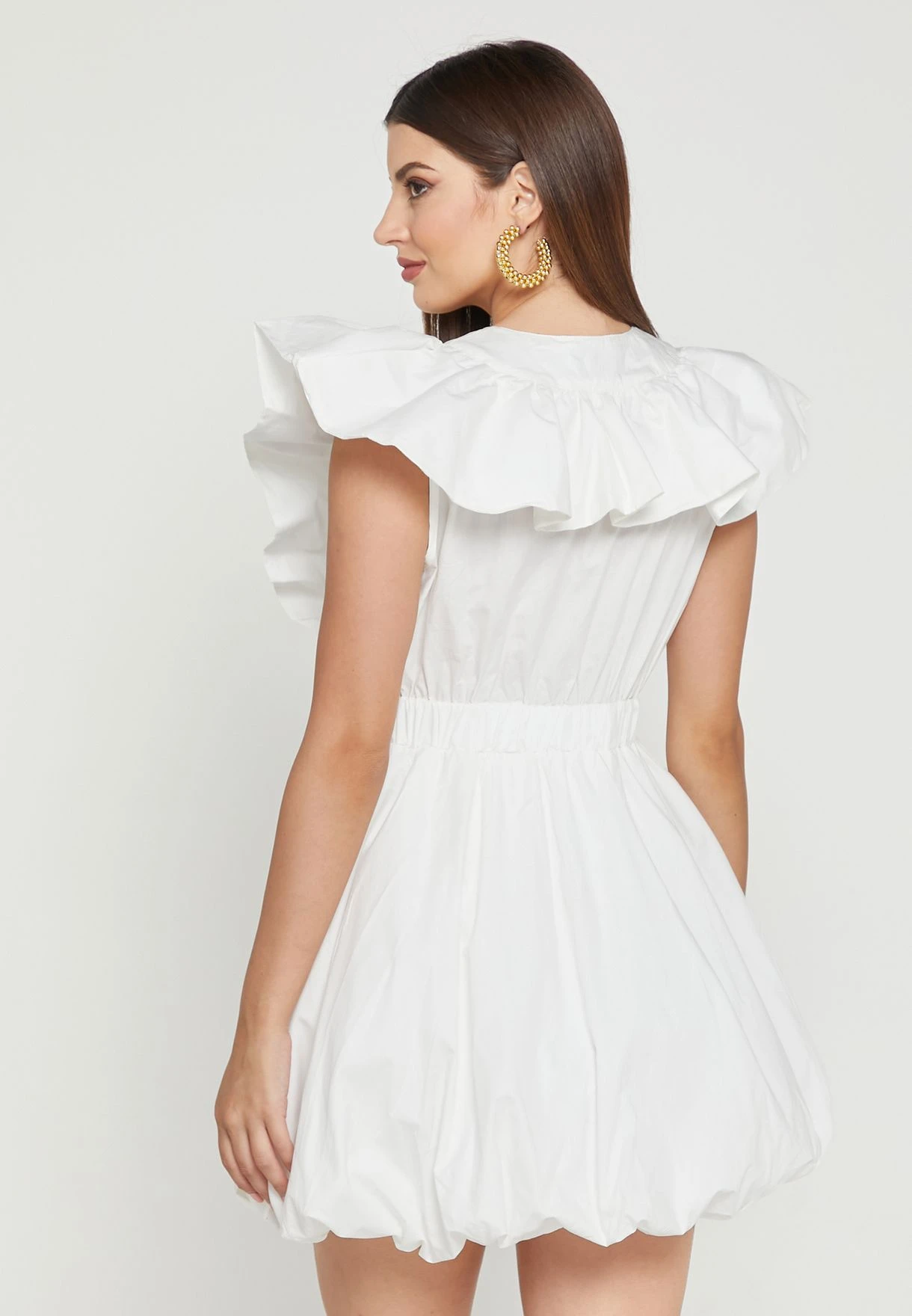 Plunge Neck Ruffle Detail Dress 2 Plunge Neck Ruffle Detail Dress - Image 2