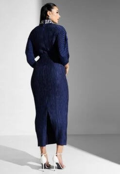 Plisse Plunge Neck Balloon Sleeve Dress 5 Plisse Plunge Neck Balloon Sleeve Dress -Silk Bloom Dresses Store 2 zoom desktop 1068