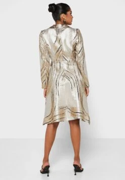 Metallic Print Dress -Silk Bloom Dresses Store 2 zoom desktop 1086