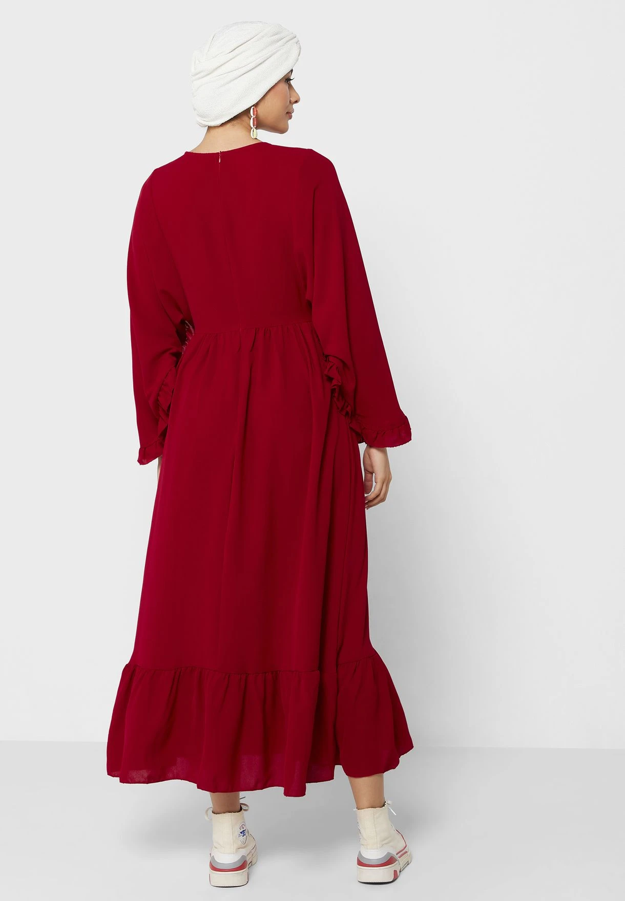 Frill Hem Batwing Sleeve Fit & Flare Dress 2 Frill Hem Batwing Sleeve Fit & Flare Dress - Image 2