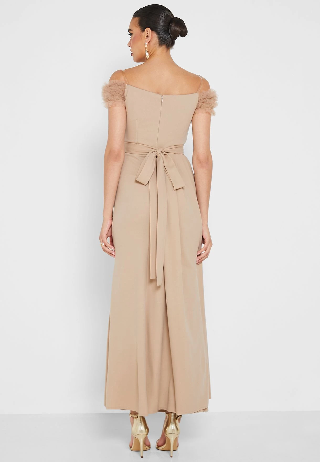 Cold Shoulder Belted Tiered Dress 2 Cold Shoulder Belted Tiered Dress - Image 2