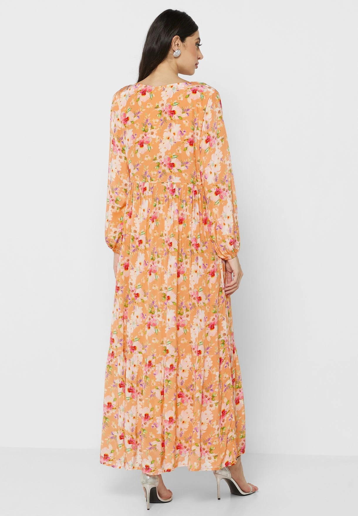 Floral Print Puff Sleeve Tiered Dress 2 Floral Print Puff Sleeve Tiered Dress - Image 2