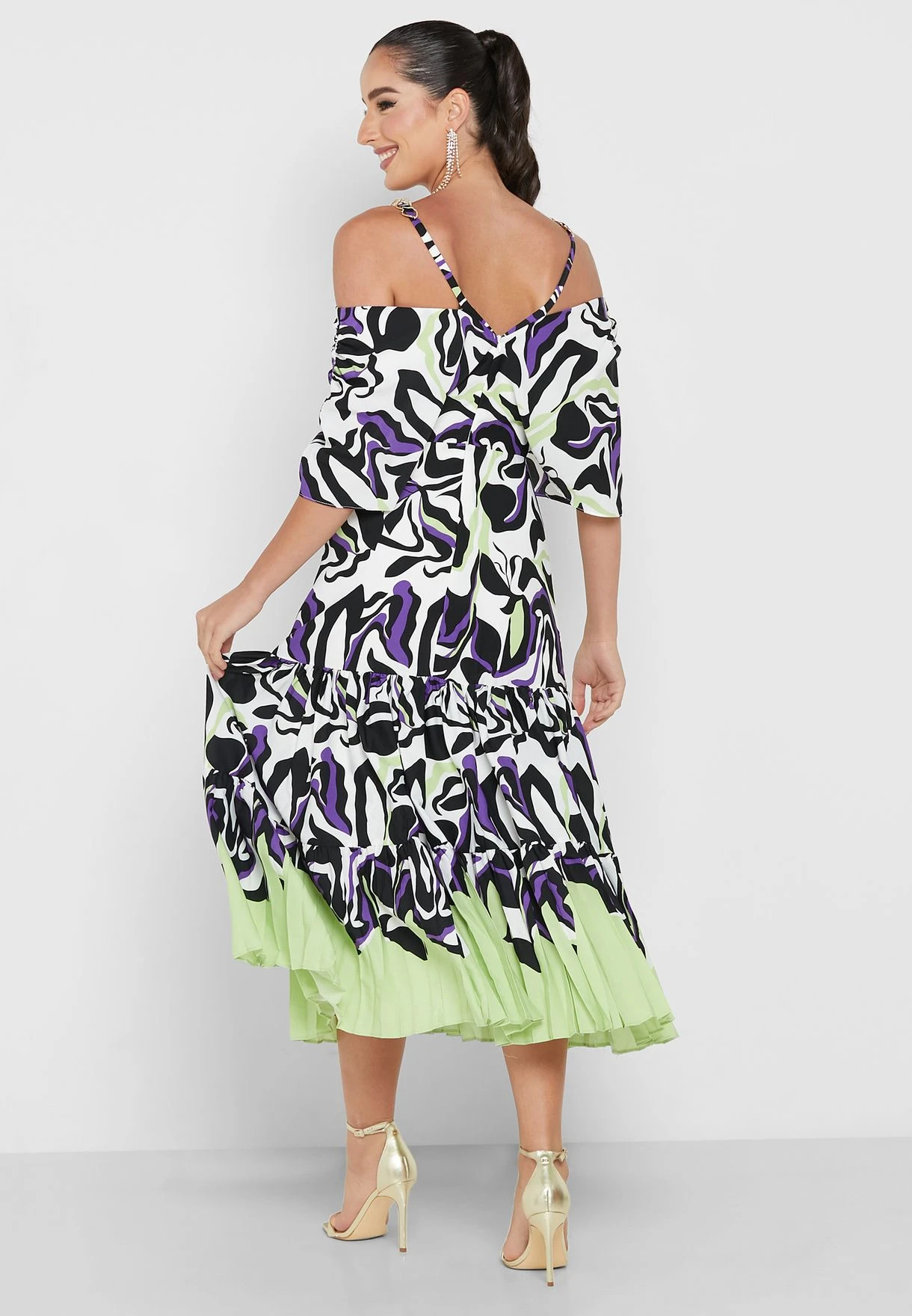 Printed Plisse Hem Dress 2 Printed Plisse Hem Dress - Image 2