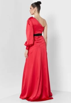 One Shoulder Front Slit Embellished Belted Dress -Silk Bloom Dresses Store 2 zoom desktop 1178