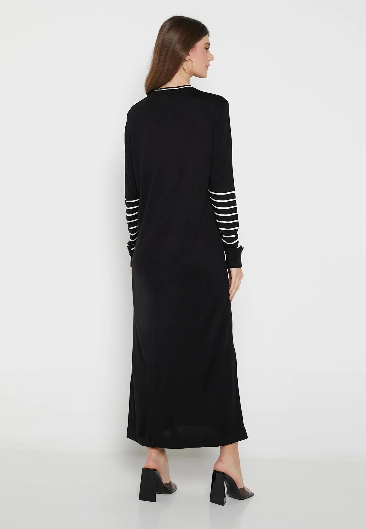 Button Stripe Detail Knitted Dress 2 Button Stripe Detail Knitted Dress - Image 2