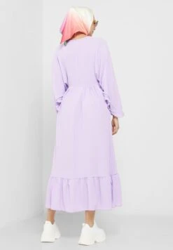 Frill Hem Batwing Sleeve Fit & Flare Dress -Silk Bloom Dresses Store 2 zoom desktop 1223