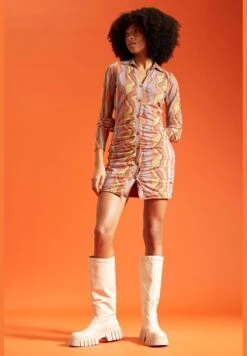 DeFacto V-Neck Long Sleeve Printed Mini Dress -Silk Bloom Dresses Store 2 zoom desktop 124