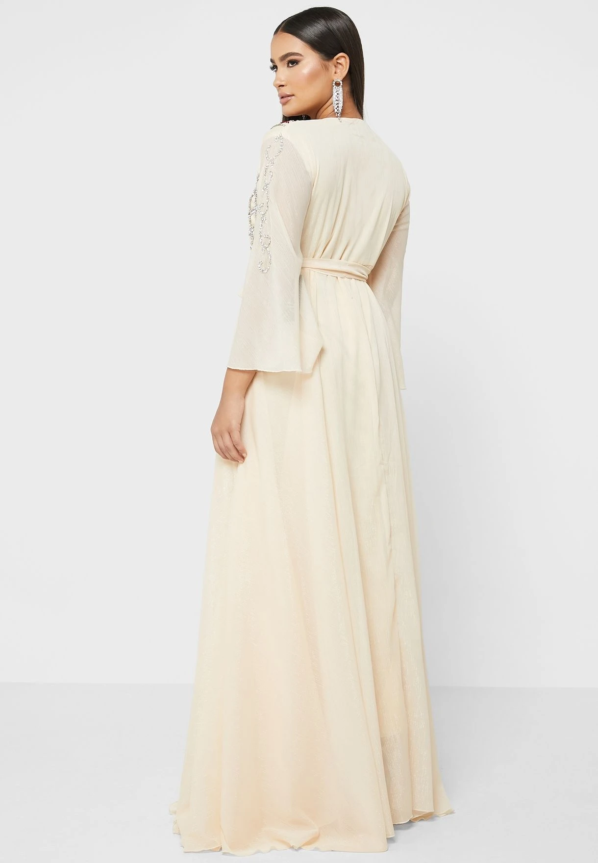 Flute Sleeve Embellished Tiered Dress 2 Flute Sleeve Embellished Tiered Dress - Image 2