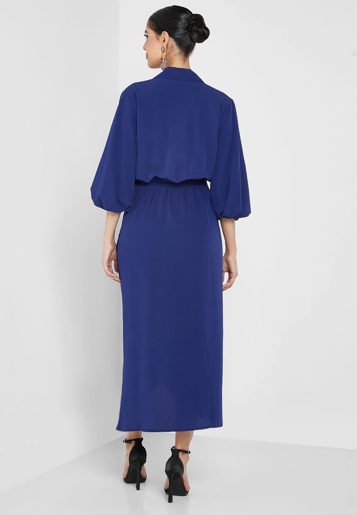 Tie Detail Balloon Sleeve Dress 2 Tie Detail Balloon Sleeve Dress - Image 2