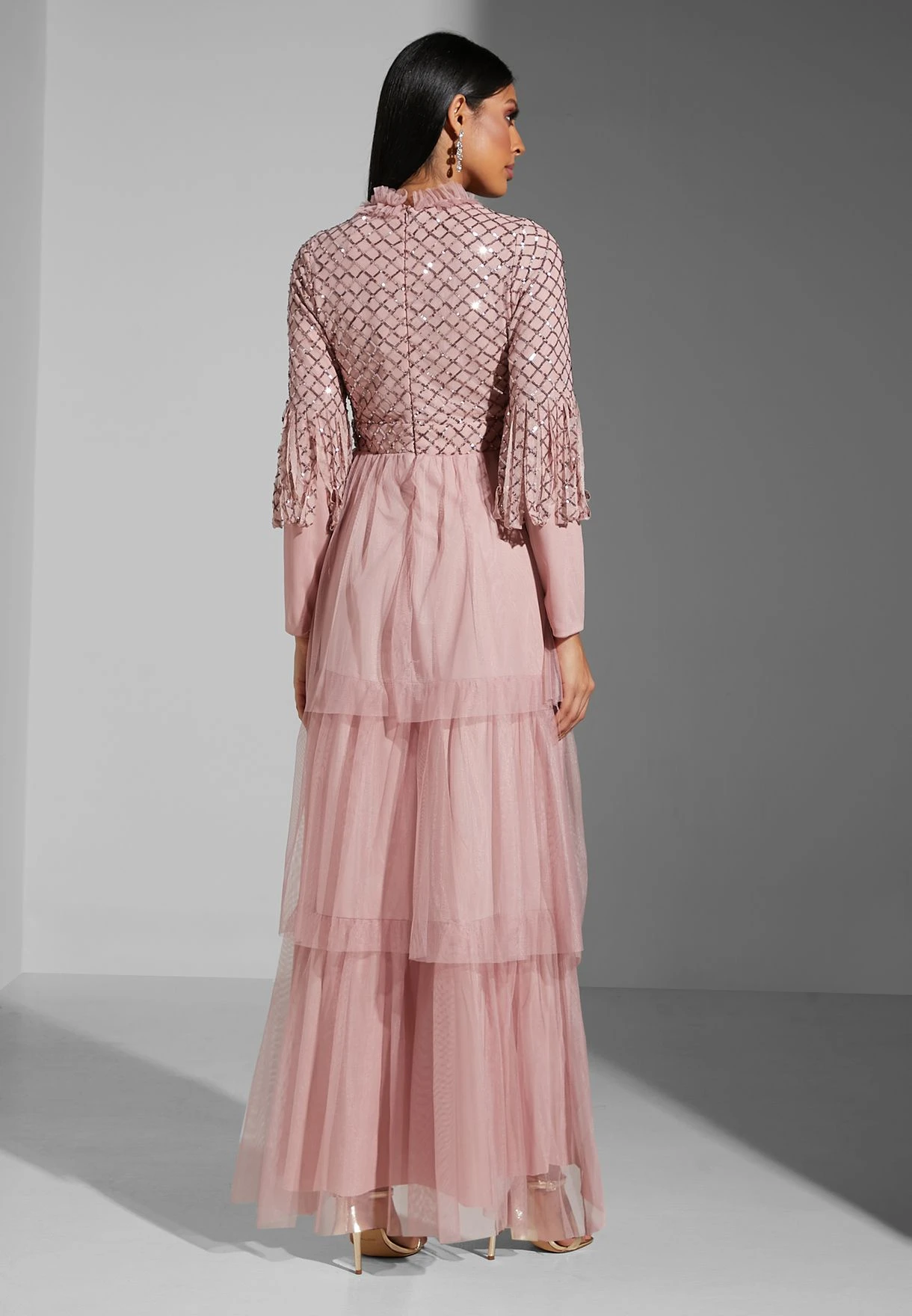 Shimmer Sleeve Layered Dress 2 Shimmer Sleeve Layered Dress - Image 2