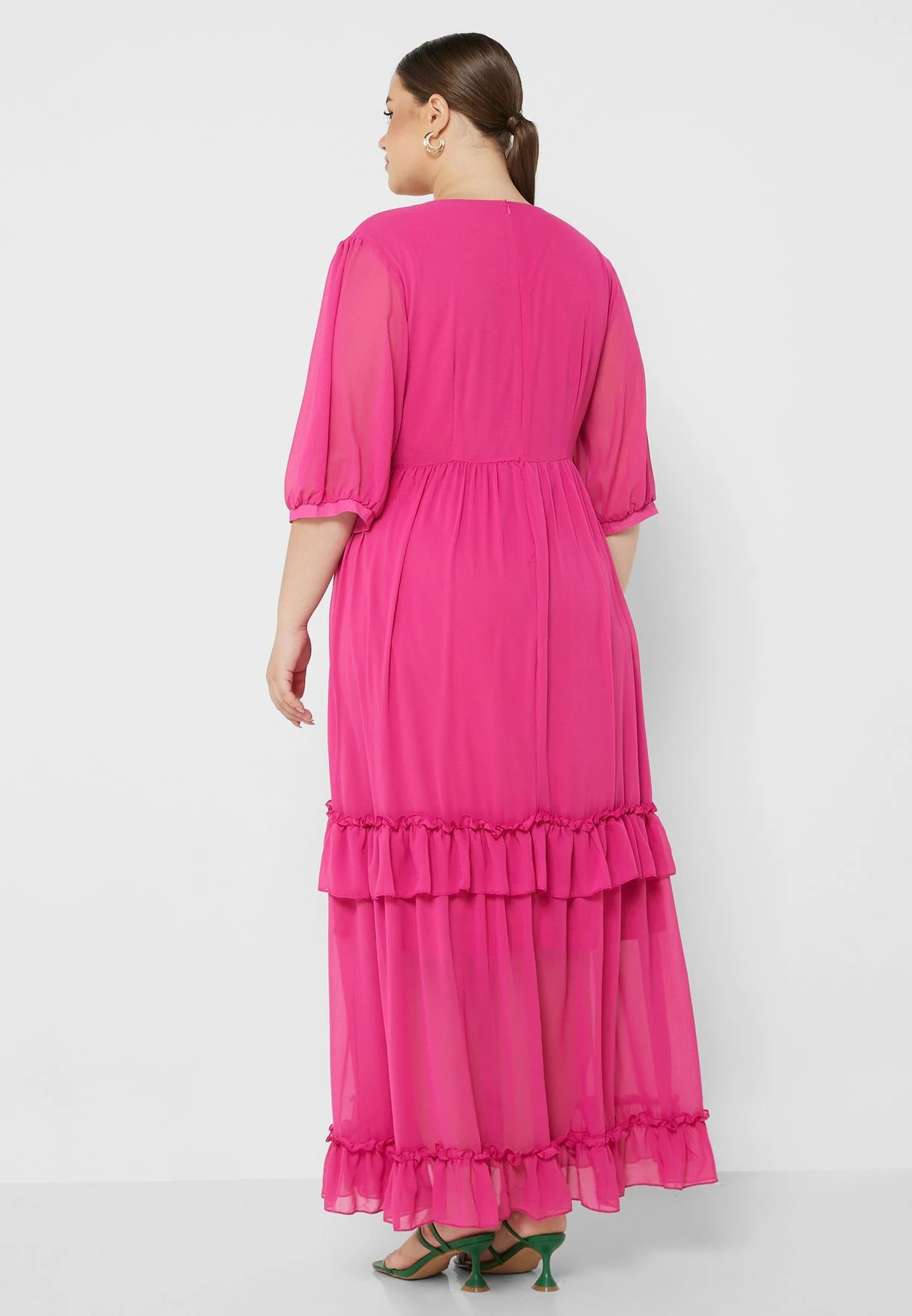 Tiered Mesh Detail Puff Sleeve Dress 2 Tiered Mesh Detail Puff Sleeve Dress - Image 2