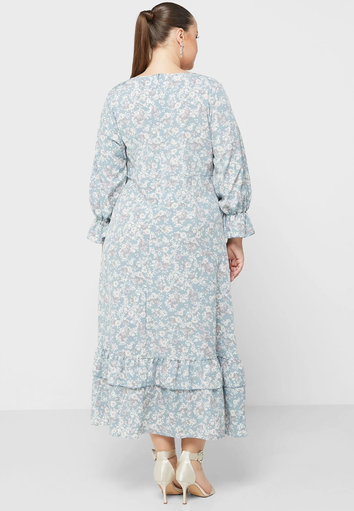 Frill Hem Detail Cuff Sleeve Dress 2 Frill Hem Detail Cuff Sleeve Dress - Image 2