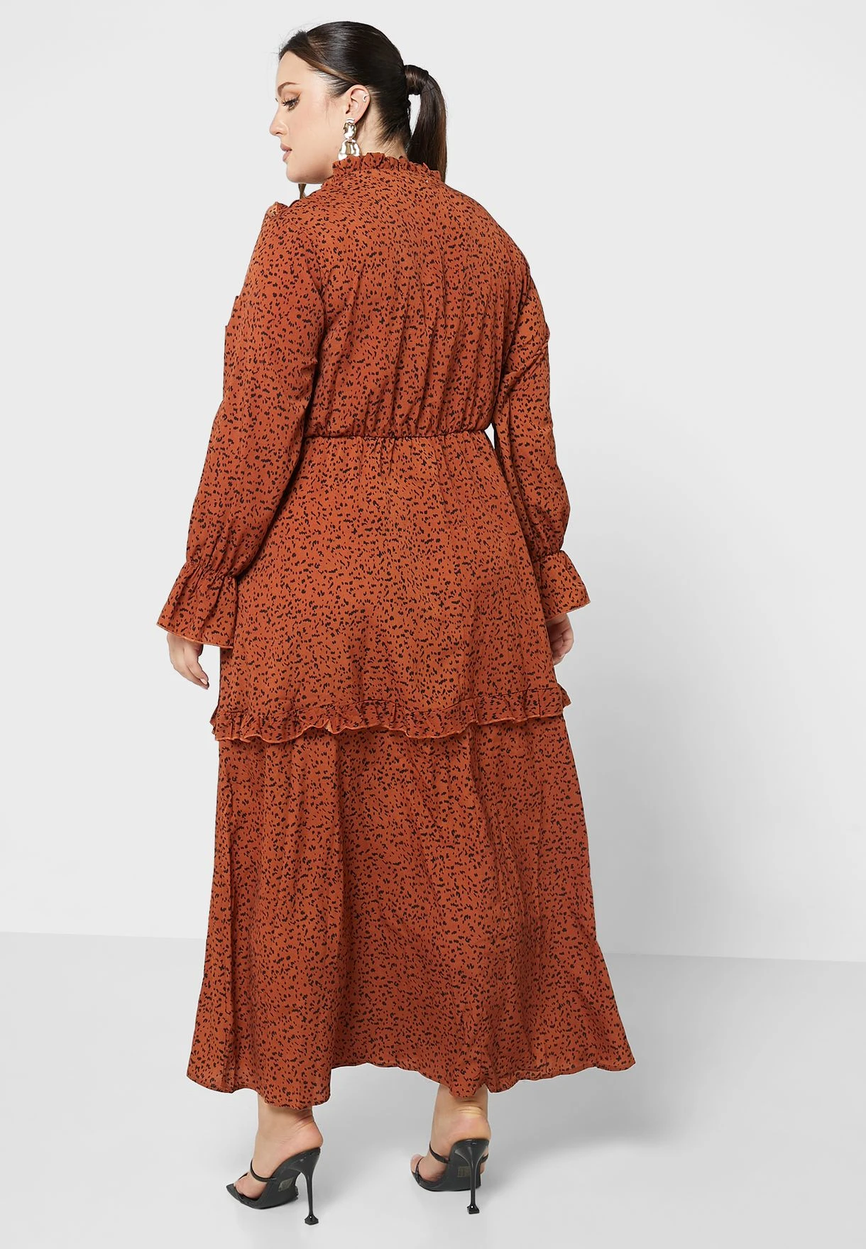 Tie Neck Tiered Frill Detail Dress 2 Tie Neck Tiered Frill Detail Dress - Image 2