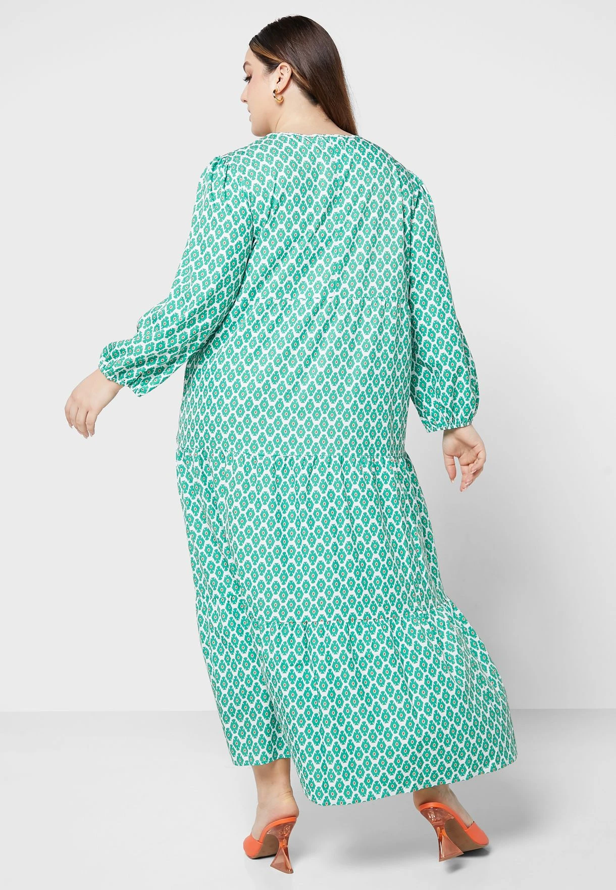 Tie Neck Detail Printed Tiered Dress 2 Tie Neck Detail Printed Tiered Dress - Image 2