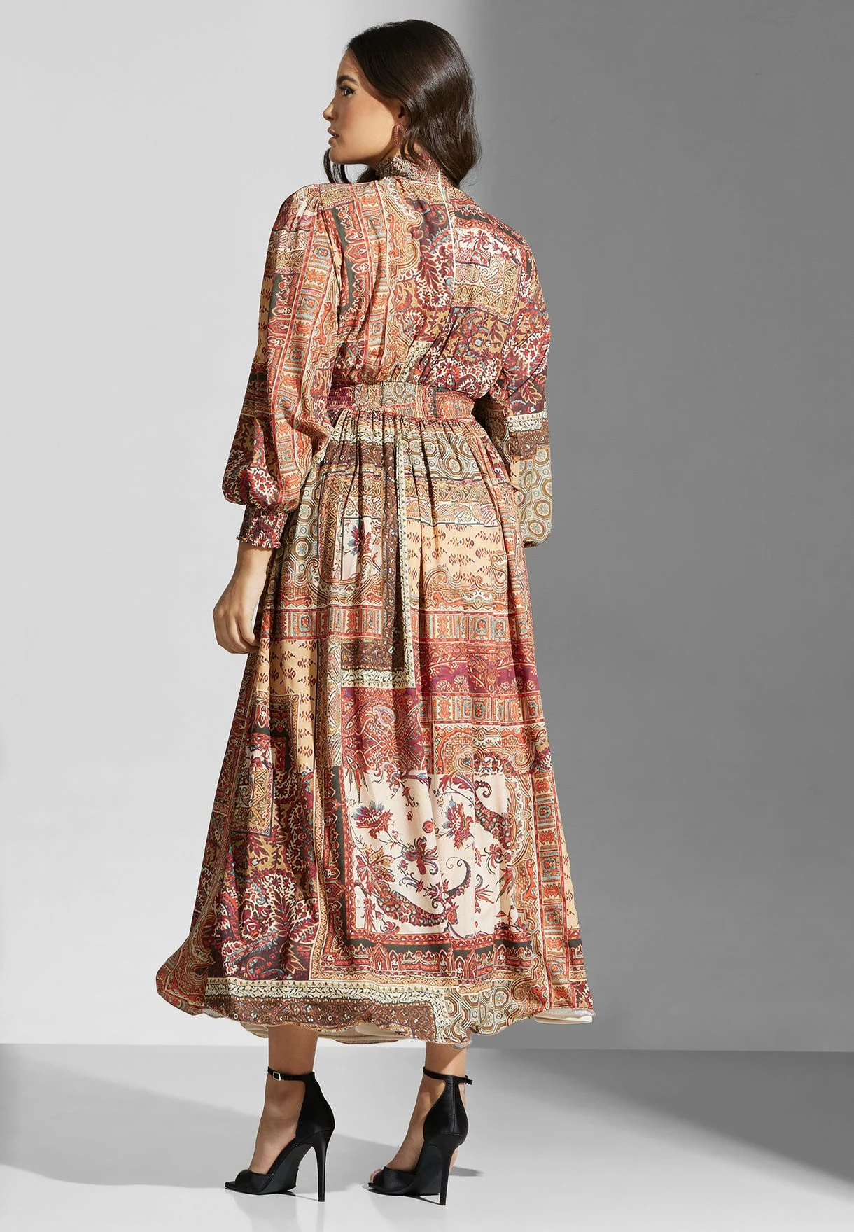 High Neck Tiered Printed Dress 2 High Neck Tiered Printed Dress - Image 2