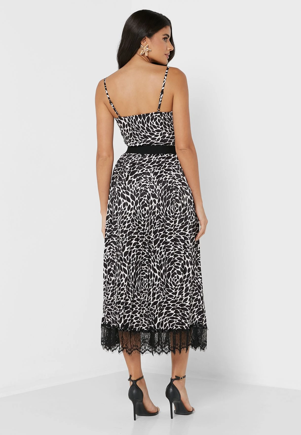 Little Mistress Lace Trim Printed Strappy Dress 2 Little Mistress Lace Trim Printed Strappy Dress - Image 2