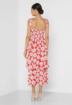 Little Mistress Red Floral Tiered Midaxi By Vogue Williams -Silk Bloom Dresses Store 2 zoom desktop 1611