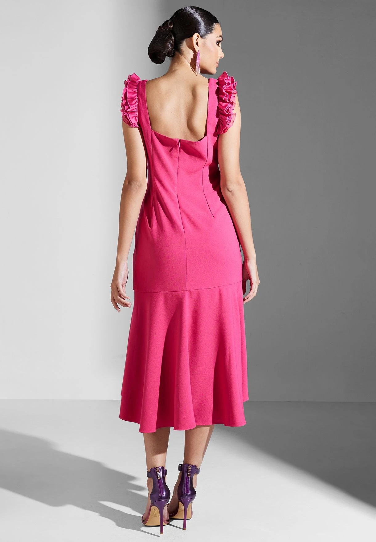 Adrianna Papell Ruffle Detail Square Neck Dress 2 Adrianna Papell Ruffle Detail Square Neck Dress - Image 2